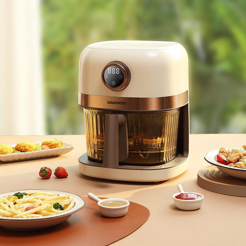 大宇(DAEWOO) 1250W高颜值机身全息数显屏4L容量空气炸锅 暖阳白 DYKZ-4008