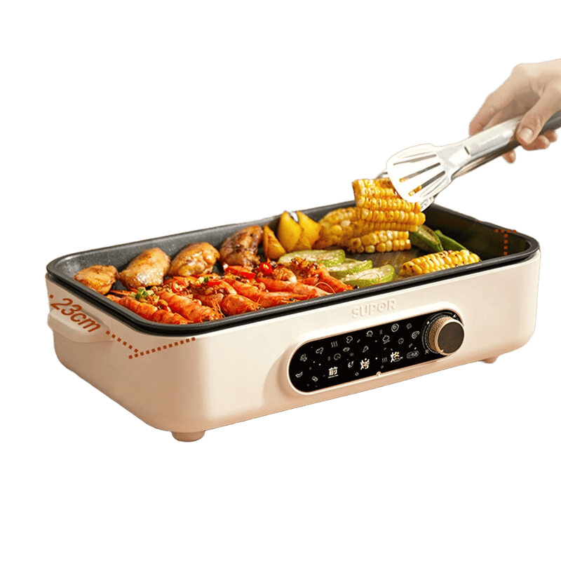 苏泊尔(SUPOR)GJ3723P805 电烧烤炉烧烤锅家用烤肉盘电烤盘烤肉机 1200W(单位:台)白色