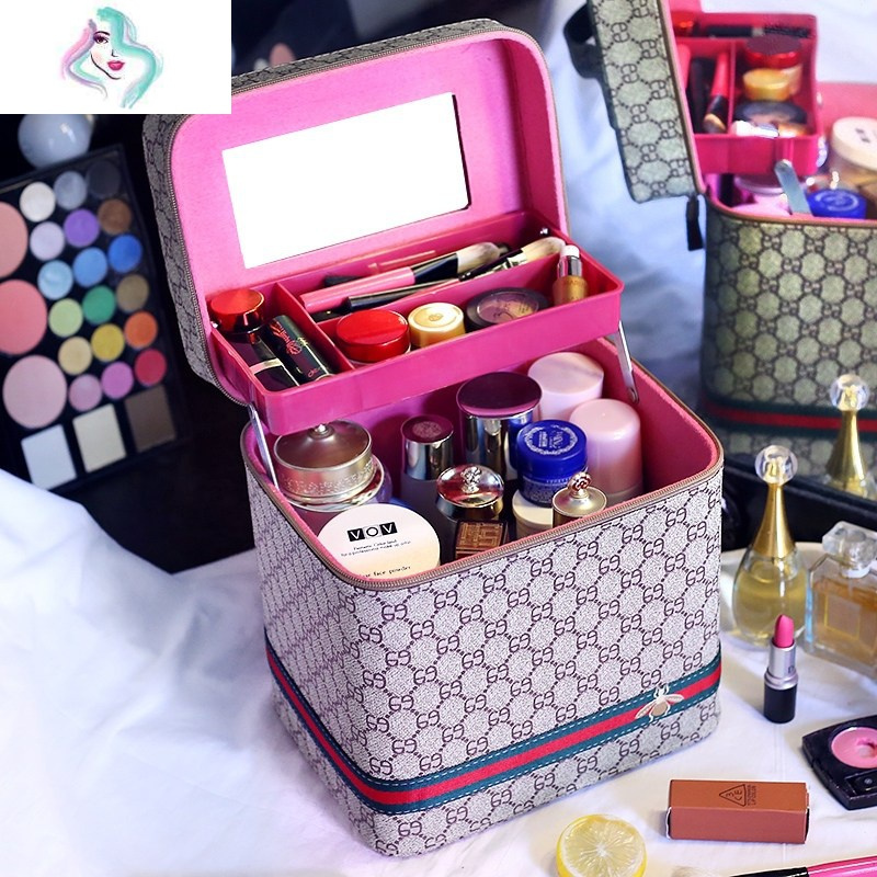 家用化妆箱收纳盒2018大号手提化妆包大容量化妆包