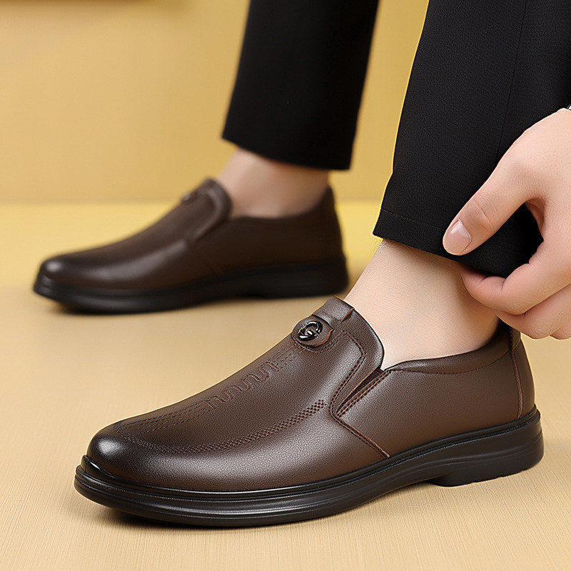 皮鞋男2025秋新款正装商务皮鞋软底软面时尚简约休闲男鞋直销高清大图