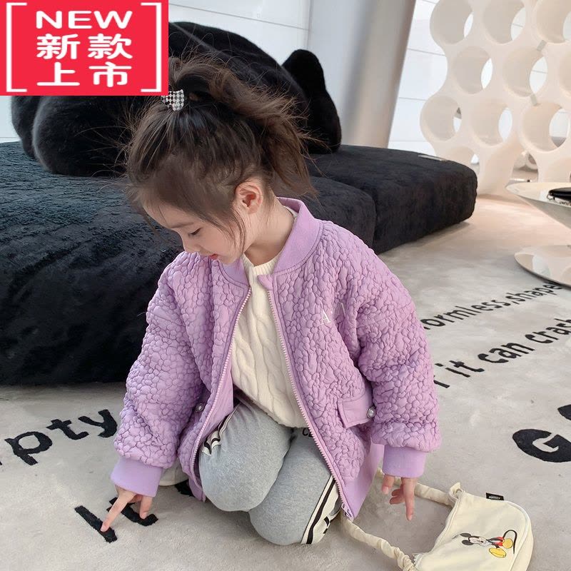 可莉允女童棉服冬季轻薄宝宝秋冬装2022新款棒球服休闲童装儿童夹棉外套图片