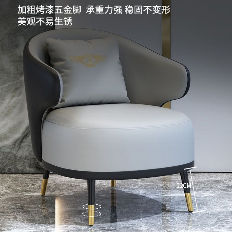 锦北 现代简约皮艺沙发客厅头层皮艺贵妃铁艺直排沙发工厂直销 单人位沙发