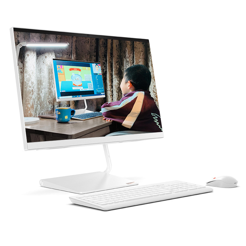 联想(Lenovo)AIO逸 网课商务办公学习台机高性能家用一体机台式机电脑23.8英寸(赛扬4205U 8G 256G SSD 高色域)白