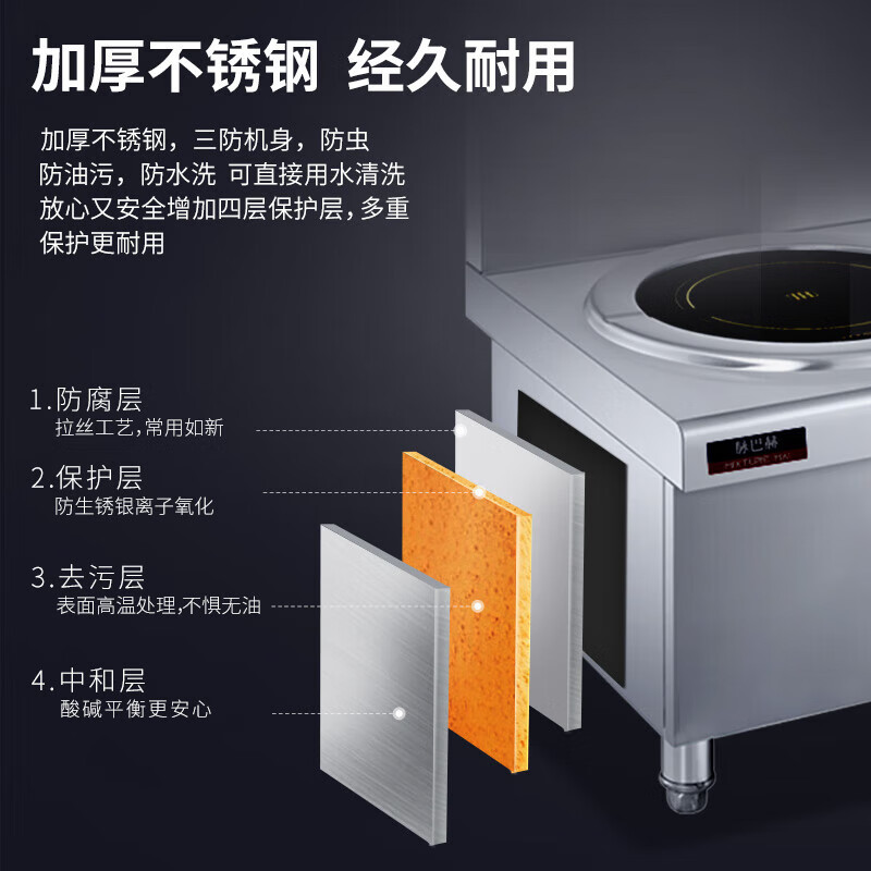 脉巴赫 商用电磁炉 双头高背汤炉灶汤炉 学校食堂熬汤煮粥双头高背汤灶15kw*2 工程款