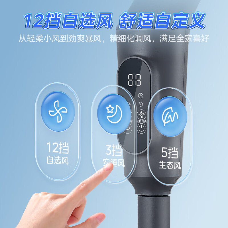 美的空气循环扇家用电风扇静轻音落地扇语音台立式大风力新款电风扇GDI24FD高清大图