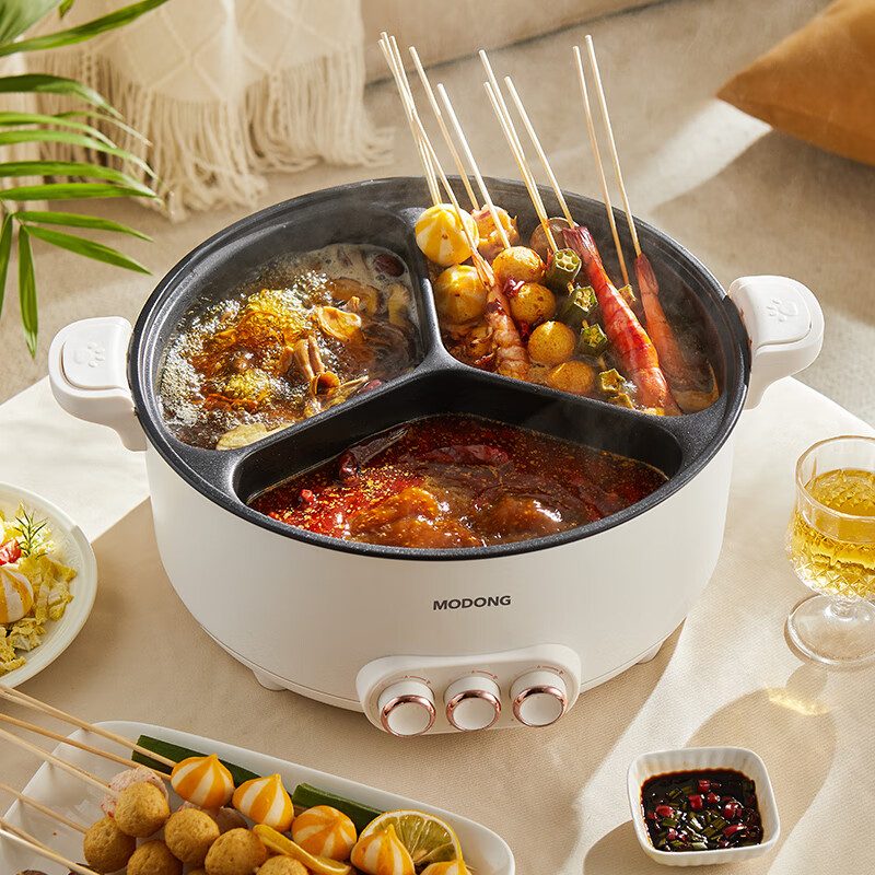 摩动(modong)家用多功能大容量大功率三宫格电火锅MD-HGE09-T高清大图