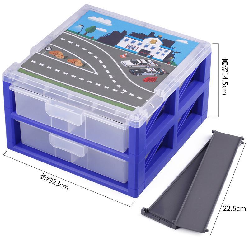 儿童玩具车停车场合金口袋车模型迷你车库小汽车套装抽屉盒收纳箱
