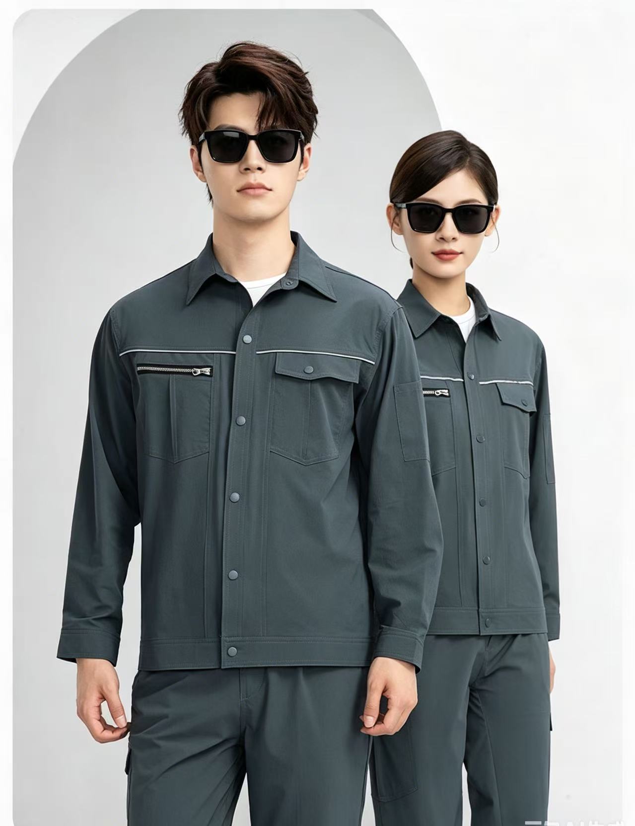 路安保夏季长袖工作服XH-S801套装耐磨速干套高清大图