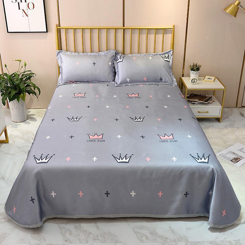 美帮汇冰丝席凉席三件套1.8m床双人可水洗席子夏季1.5米学生宿舍空调席 皇冠-灰 1.5m（5英尺）床