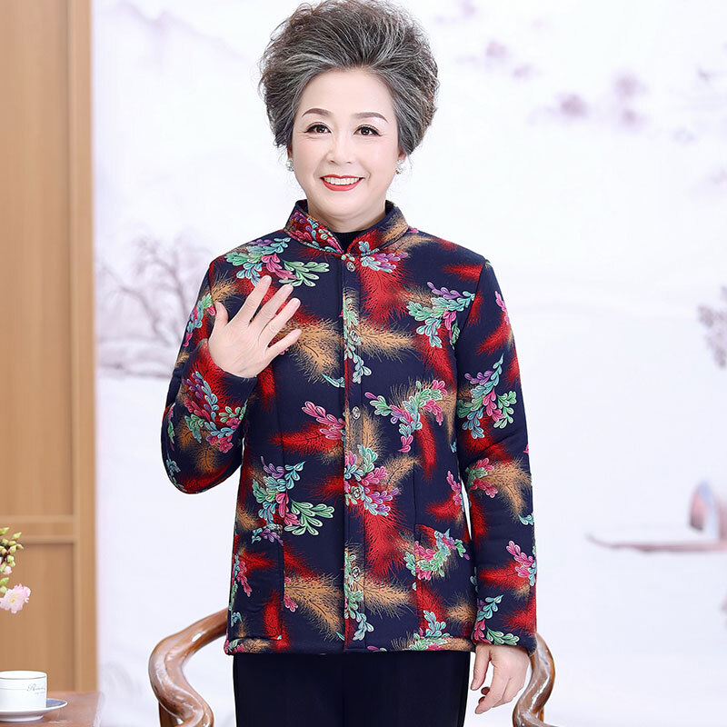 迪鲁奥（DILUAO)50岁60岁妈妈婆婆穿的棉服奶奶冬装棉衣女老年人秋冬居家内胆老太太厚 中号4XL(建议110-130) 7号