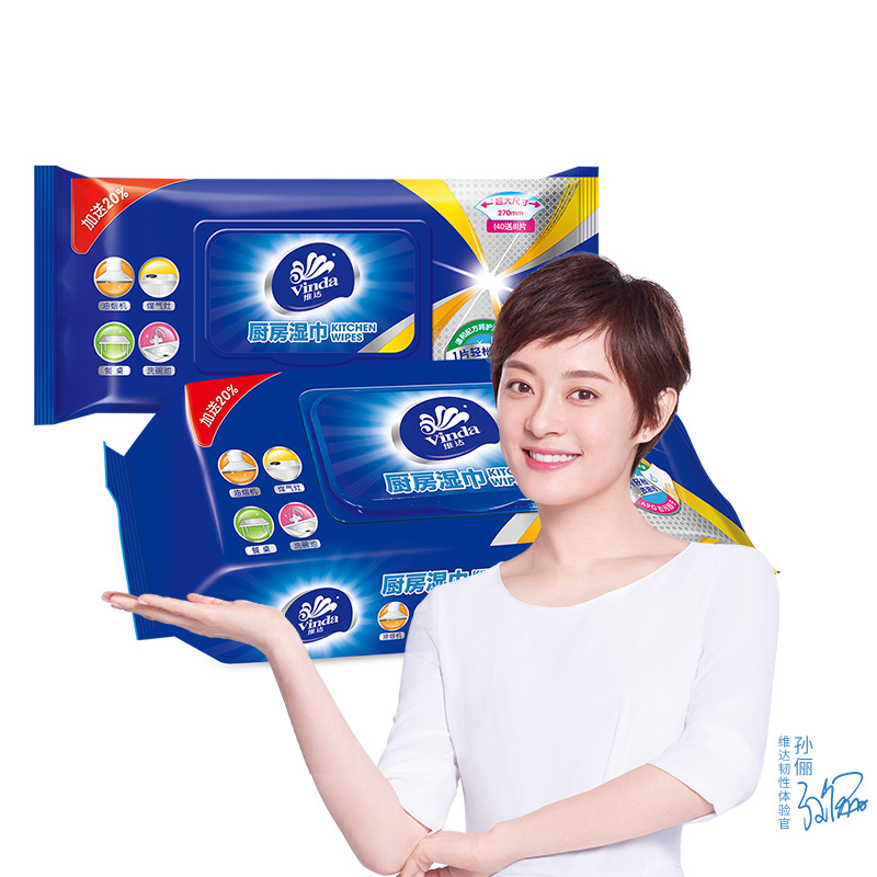维达 厨房用纸厨房湿巾超大加厚尺寸 一片去油去污 VW4002 60片装*1包高清大图