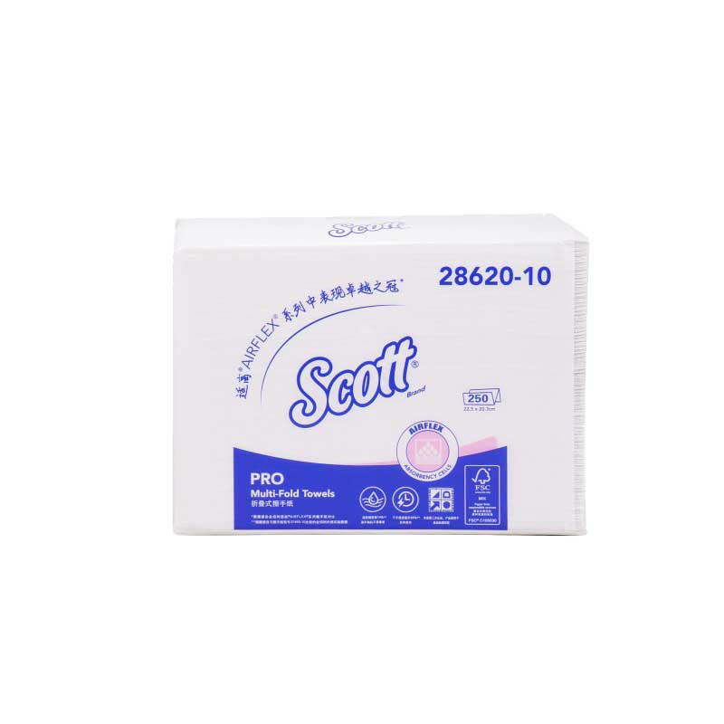 适高(Scott) 折叠式锁水擦手纸 250张/包 4包/袋 1袋装 强效吸水 Airflex锁水技术 28620-10高清大图