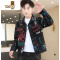 YANXU男士印花牛仔外套款韩版潮流帅气上衣服青少年休闲工装夹克衫