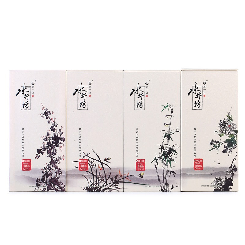 【官方旗舰店】水井坊 梅兰竹菊 礼盒装川酒 浓香型白酒 52° 600mL*4瓶