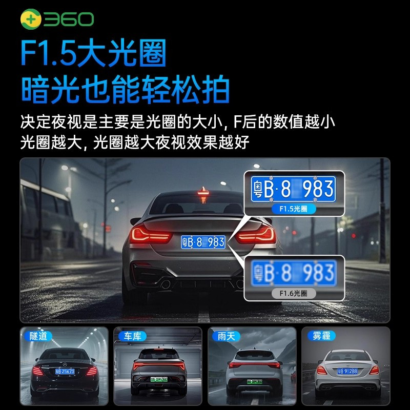 360行车记录仪G300 3K单摄高清夜视停车监控1620P