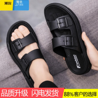 聚范夏季新款外穿拖鞋男士凉拖鞋外出沙滩凉鞋一字防滑时尚潮流户外潮 A款黑色旗舰款 45