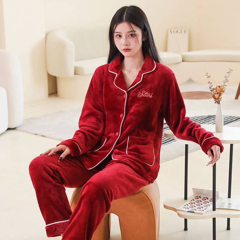 珊瑚绒睡衣女冬季加绒加厚2023新款洋气年轻女士冬天法兰绒家居服高清大图