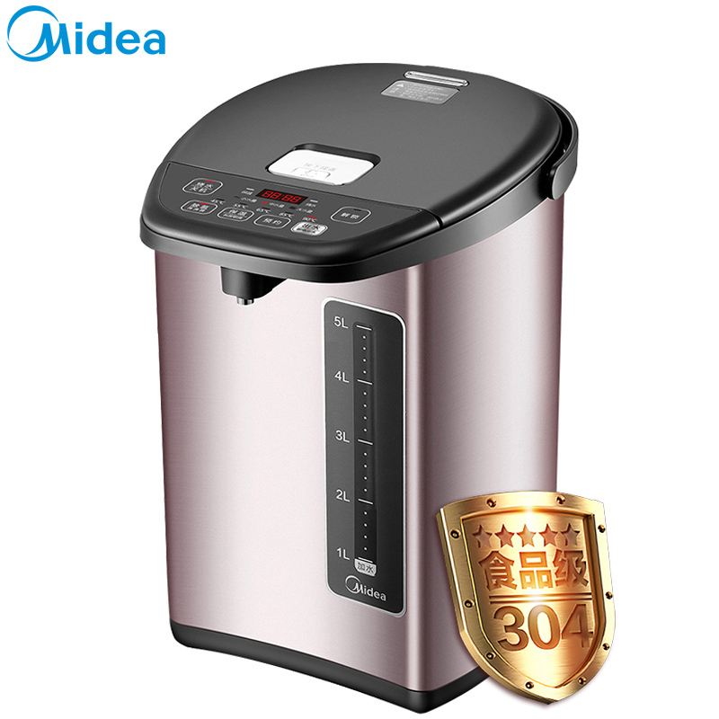 美的(Midea)电热水瓶5L五段控温防干烧热水壶智能电水壶304不锈钢水壶热水瓶电水壶双层烧水壶PF708c-50T