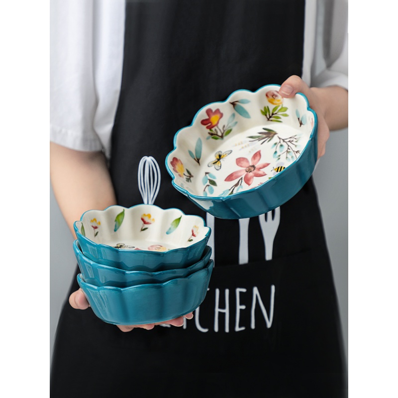 家柏饰(CORATED)陶瓷甜品碗单个水果沙拉碗简约创意日式个性家用餐具 花边小碗*2高清大图