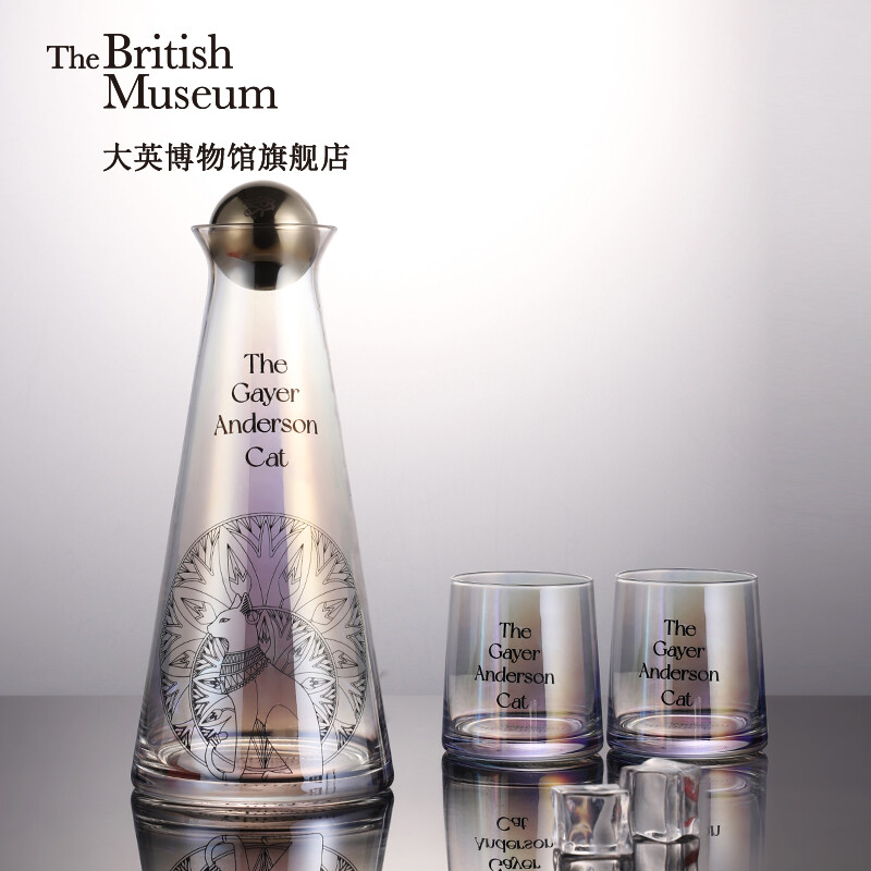 大英博物馆盖亚·安德森猫系列一壶两杯电镀冷水杯 壶1250ml 杯270ml高清大图