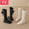 可莉允软皮不起褶!白色儿童靴子女童长靴2022新款冬季童靴长筒高筒皮靴