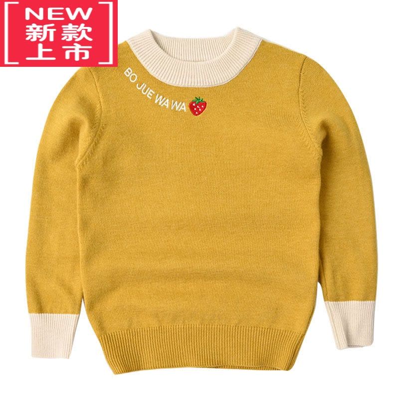 可莉允儿童圆领毛衣 含澳驼绒 基础针织衫软糯舒适女童长袖上衣 秋冬装图片