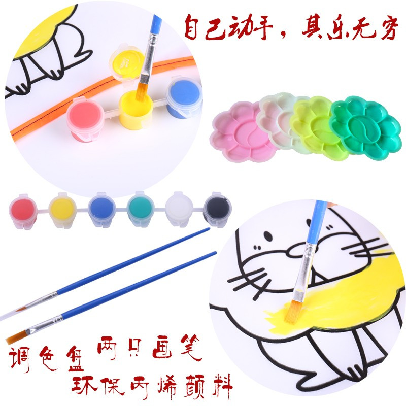 风筝儿童涂鸦空白diy绘画风筝手绘材料包手工制作自制风筝手工风筝教学风筝 加厚小猪+六色颜料+两支笔+50米加粗线+调色