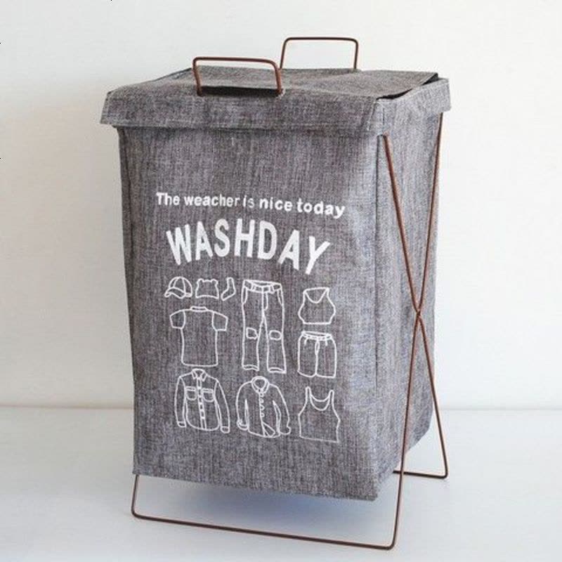 储物框搂少女风匡脏衣桶粗管脏衣服收纳筐篮球厕所毛巾喽脏铁艺折 (带盖)仙人掌38*28*55图片