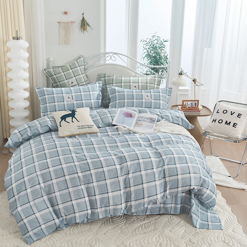 洁丽雅CP1732 舒柔磨毛四件套 200*230 花色随机或备注(公差±20mm)