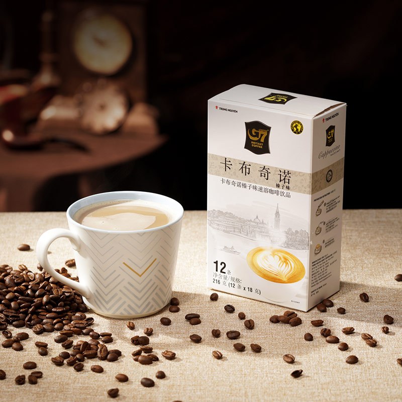 (暂下架)越南进口中原G7 coffee榛子味卡布奇诺12条三合一即速溶咖啡粉216g盒装