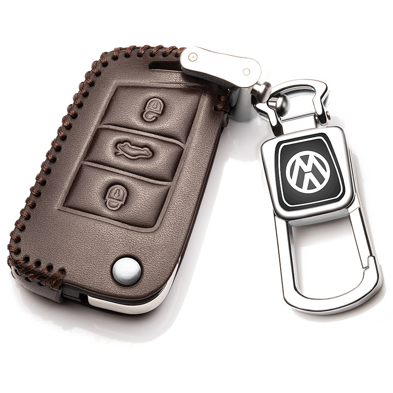 【补贴10%】上汽大众帕萨特钥匙套2020款专用真皮钥匙包17/18款帕萨特钥匙扣汽车钥匙包 D款咖啡色+扣（插入式启动半包）17-18款