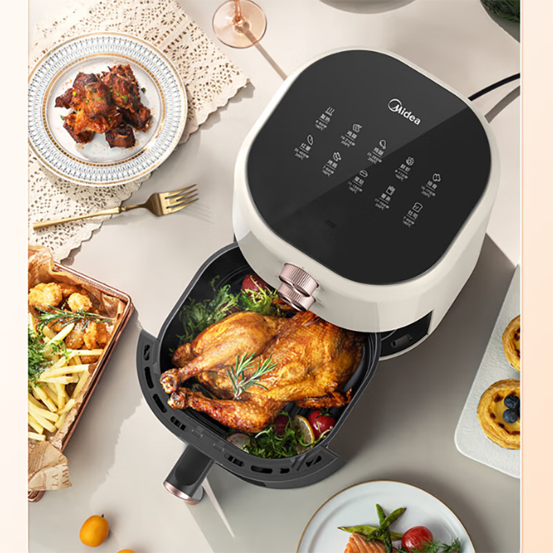美的(Midea)空气炸锅KZE459X9BD家用4.5L大容量 可视化窗 精准控温 不沾易清洗 双旋钮 1350W