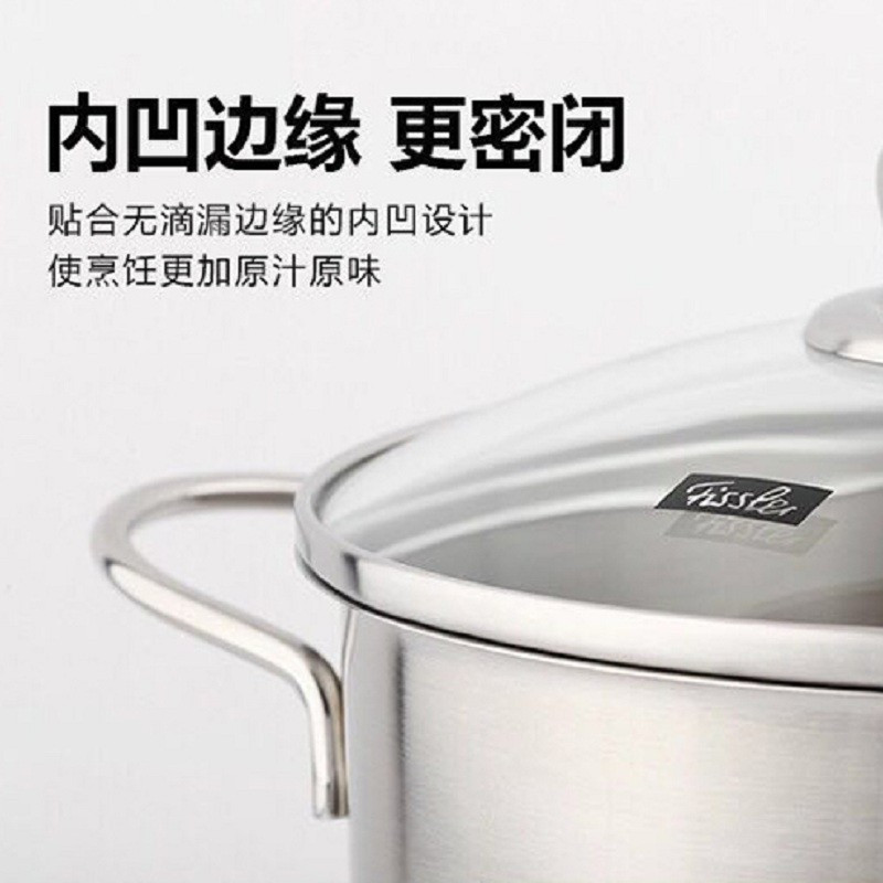 菲仕乐(Fissler) 和风系列20厘米双耳汤锅带玻璃盖EM0511120000-G银色