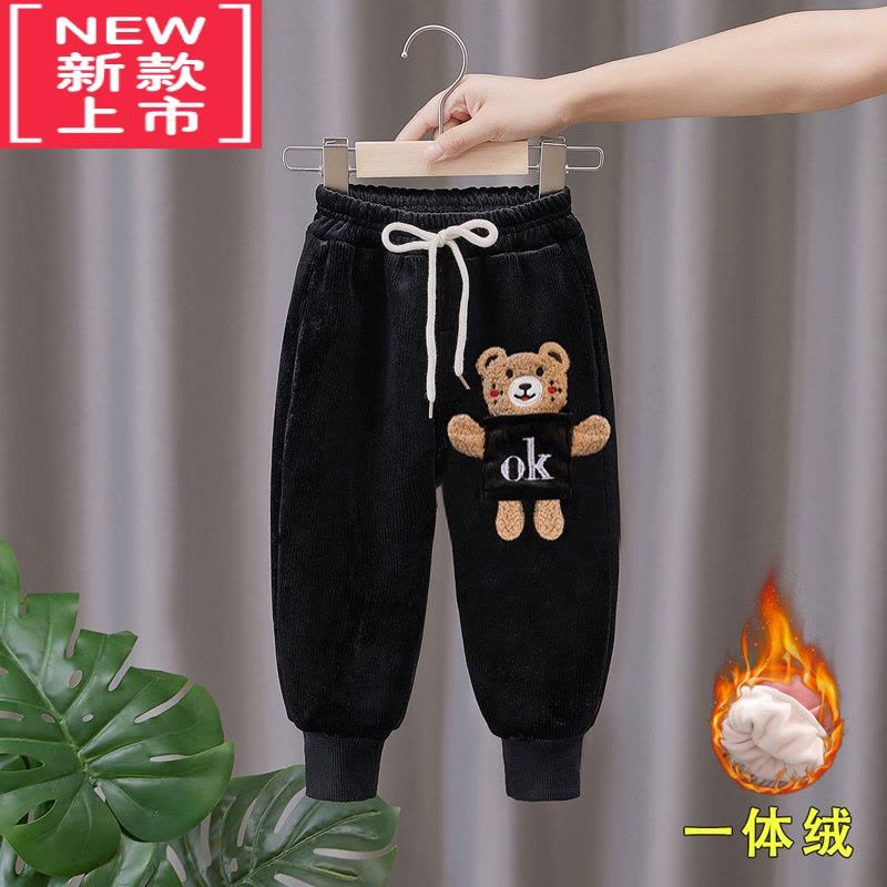 可莉允儿童秋冬加绒长裤男女童一体绒裤子宝宝外穿保暖裤童装新款条绒裤图片