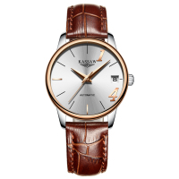 卡梭(KASSAW)手表自动机械表情侣表防水时尚商务男表女表情侣手表一对1314 间玫白面皮带女表