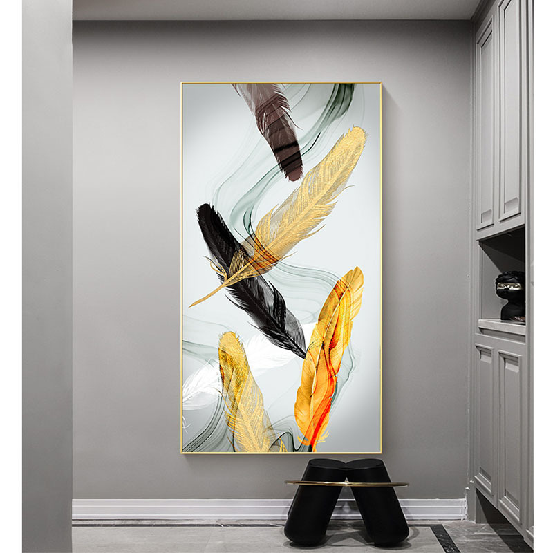 红绿蓝博艺新中式入户玄关装饰画清羽福禄现代简约客厅过道壁画北欧轻奢风墙面清羽飞扬挂画50x100cm