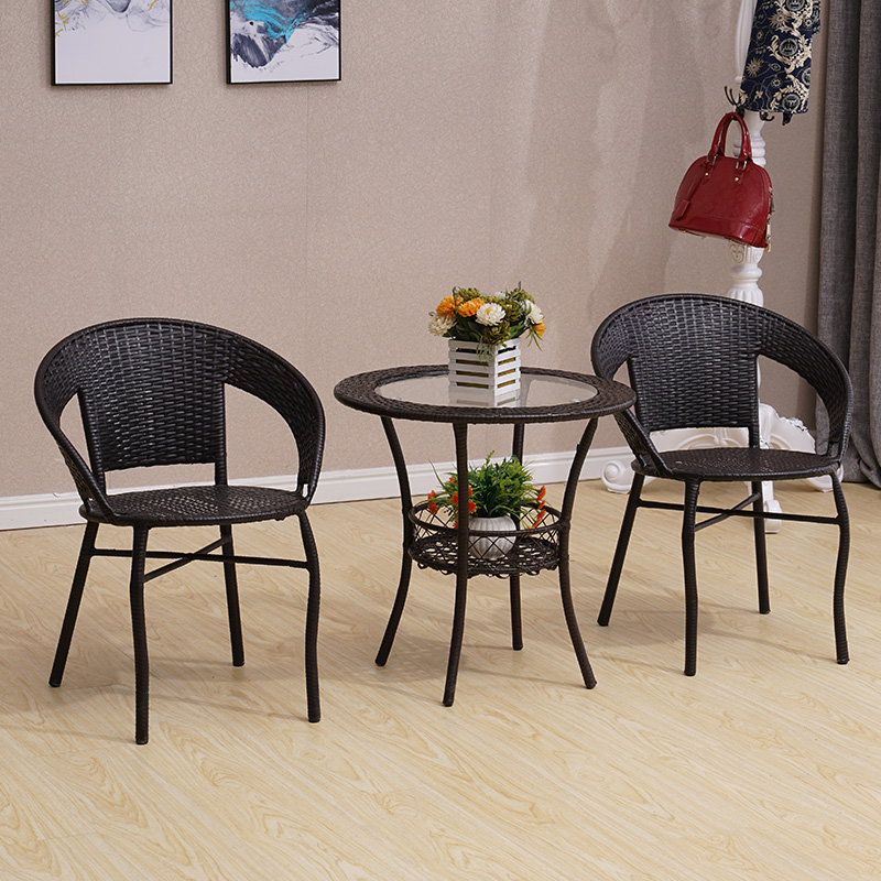 白色藤椅三件套藤编椅阳台喝茶桌椅pe仿藤椅客厅卧室休闲藤椅定制