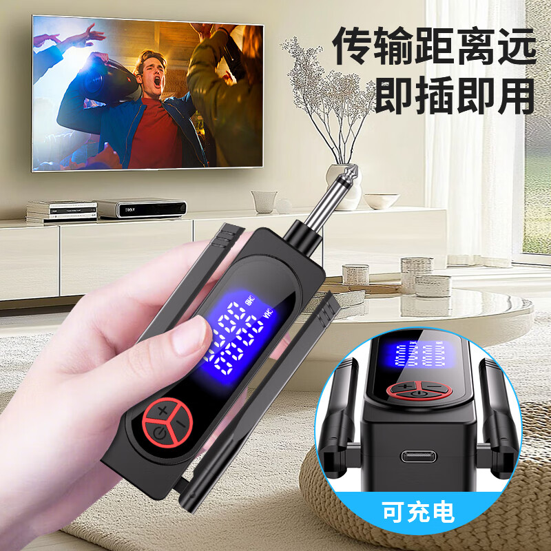 先科OK-155 充电无线麦克风U段家庭KTV唱歌舞台主持金属管体话筒防啸叫长续航万能麦高清大图