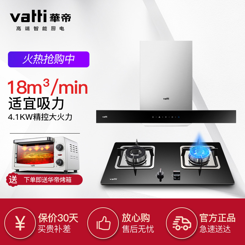 华帝(VATTI)18m³大风量自动洗 欧式油烟机触控式 油烟机套餐(液化气)i11067+i10034B