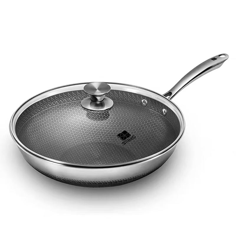 三禾锅具32cm不锈钢蜂窝炒锅GC32B3