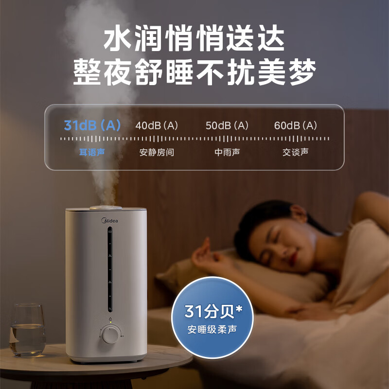 美的(Midea)加湿器升级卧室空气加湿器空气净化大容量低噪大喷雾 便捷上加水SC-3G40S高清大图