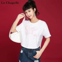 拉夏贝尔candie’s夏季女装新印花宽松显瘦时尚短袖T恤女30072639