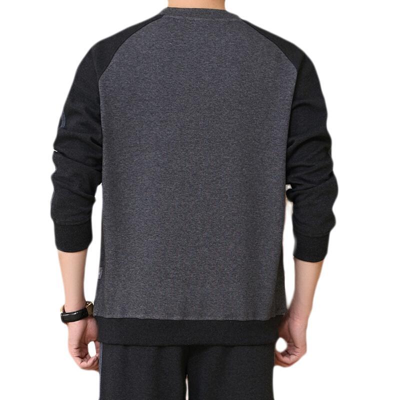 男士中年休闲服爸爸长袖卫衣男子圆领运动套装