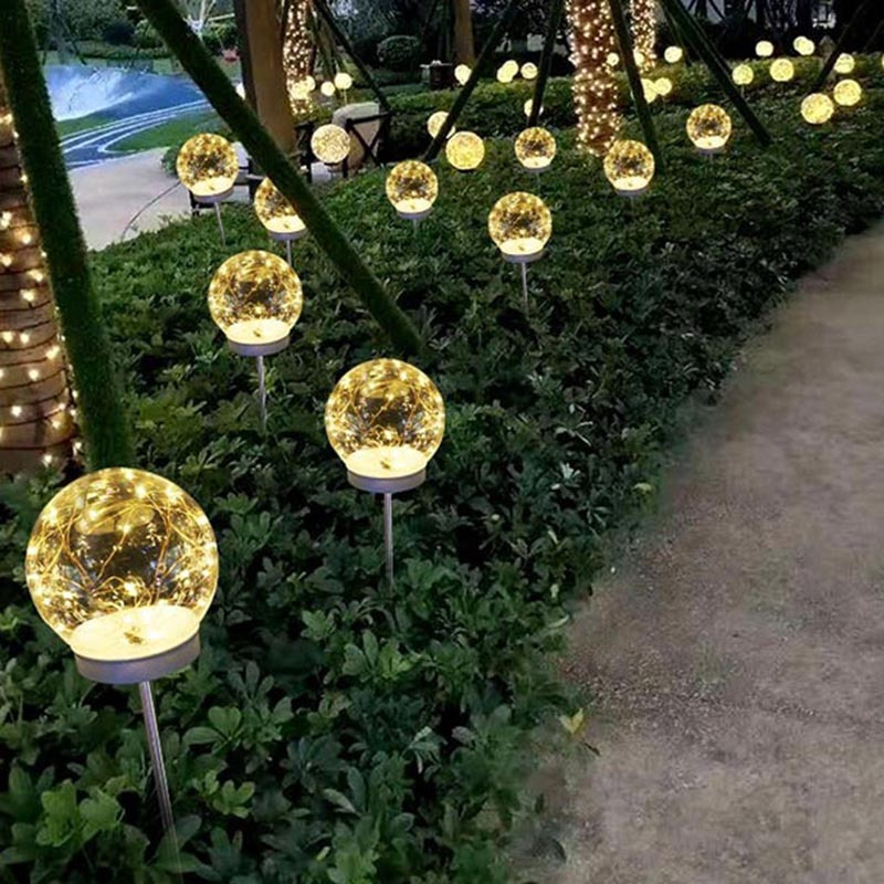 康铭 太阳能蒲公英灯地插芦苇灯 接电款(直径10厘米铜线球灯) 总高度80cm 单个 数量多需要变压器