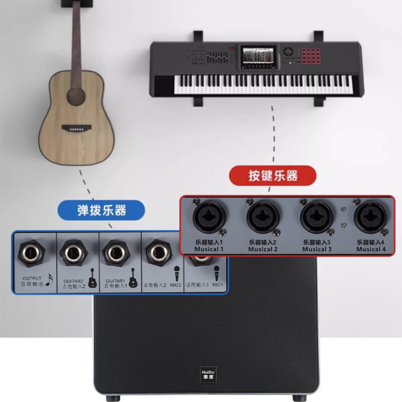 惠度(HuiDu)NB-500L专业电吹管演唱音箱双数字直播录音三分频挎包式带双麦电视伴侣音箱