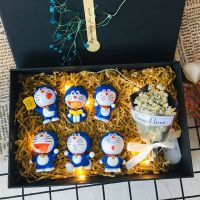 创意实用哆啦a梦公仔手办礼盒送女生闺蜜精致的少女心机器猫摆件 6竹蜻蜓款6cm/灯/花/礼盒