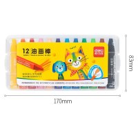 得力画笔小学生美术绘画涂色油画棒盒装带手提收纳水溶12色幼儿园安全无毒可水洗画画蜡笔72070油画笔彩绘棒