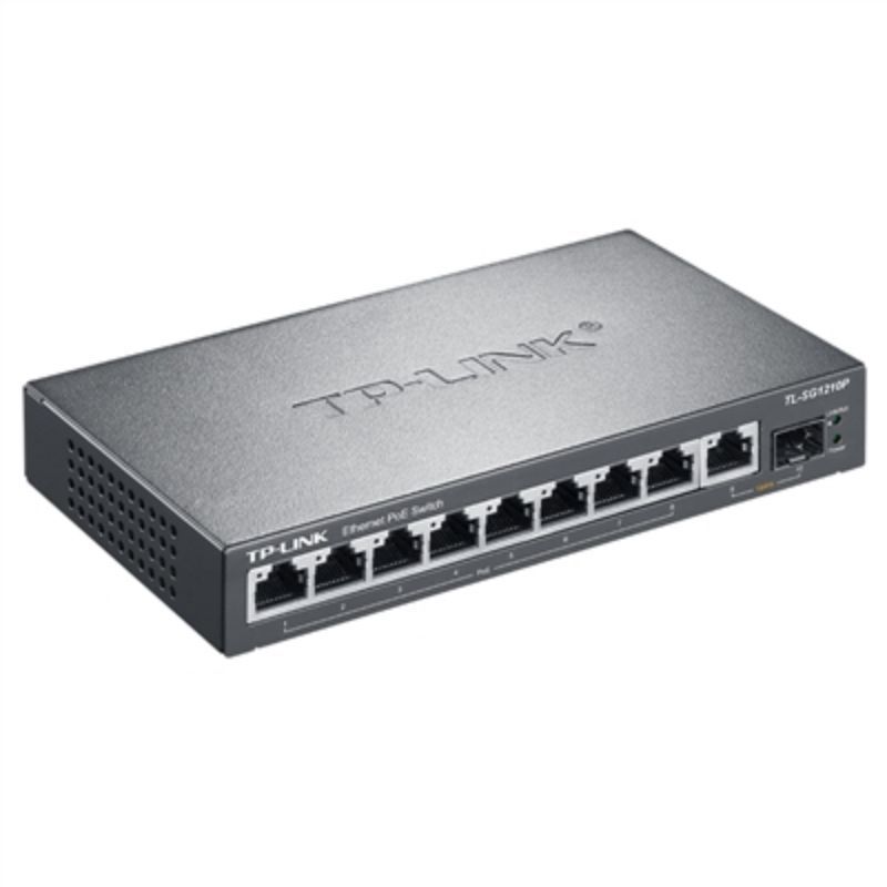 TP-LINK TL-SG1210P 10口千兆非网管以太网PoE供电交换机8口千兆网线供电+1千兆网口+1千兆光纤口