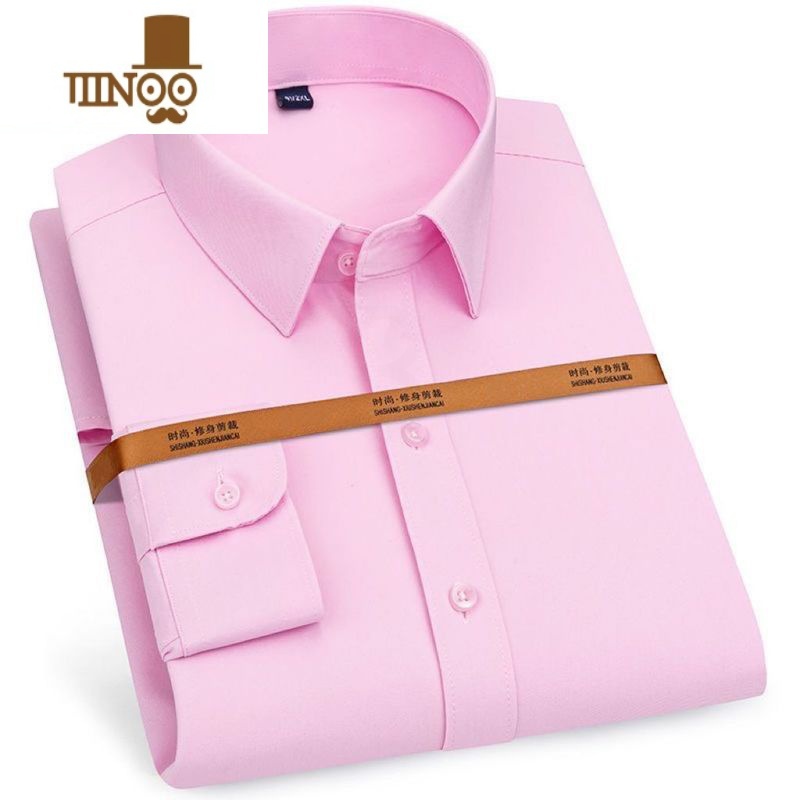 YANXU蓝色衬衫男长袖工作服商务工装长袖职业装正装韩版休闲白衬衣男装高清大图