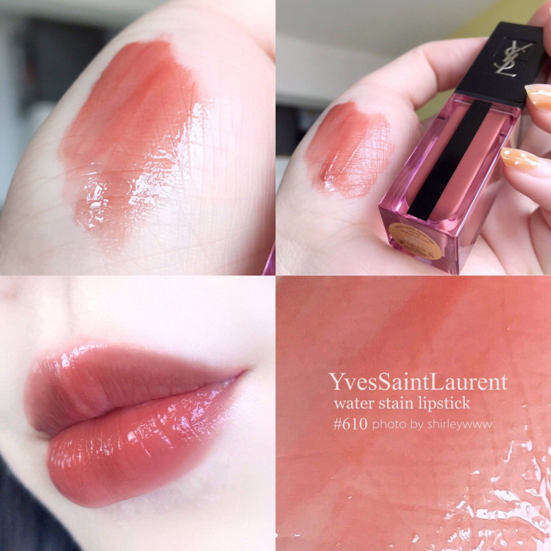 YSL圣罗兰Yves Saint Laurent黑管缎面水光唇釉唇彩5.9ml610#奶茶色保湿滋润显色
